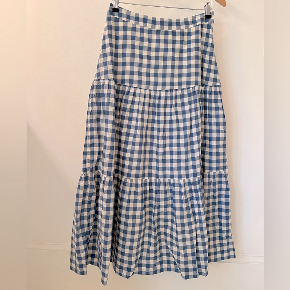 Gap blue and white gingham maxi skirt